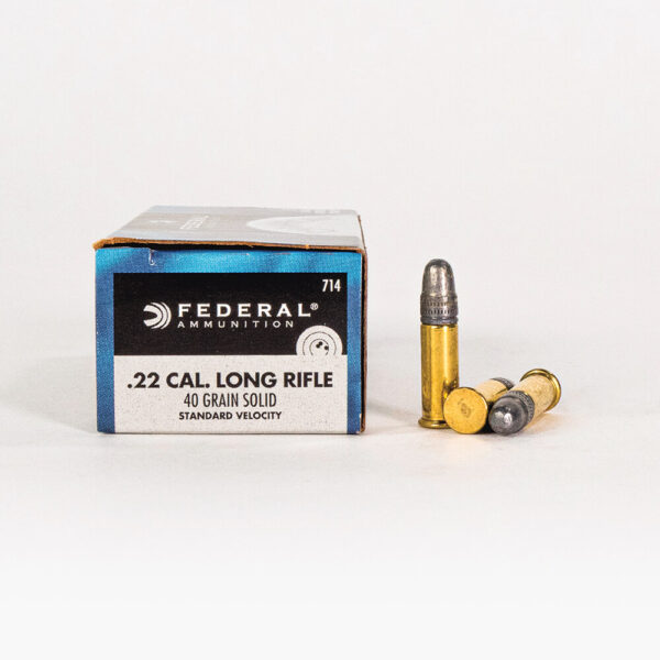 22 LR 40gr LRN Federal Champion 714 Ammo Box Side with Rounds