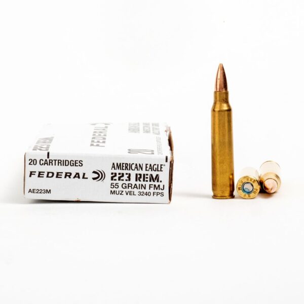 Federal AE223M 223 Remington 55 Grain FMJ Ammo Box Side