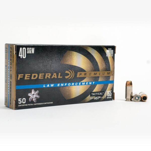 Federal P40HST3 40 Smith & Wesson 165 Grain HST JHP Box Front