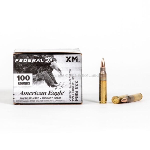 Federal American Eagle AE223BLX 223 Remington 55 Grain FMJ Ammo Box Side